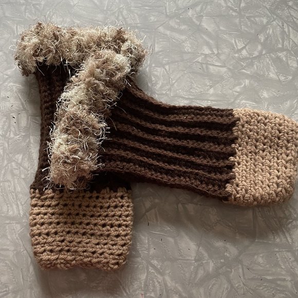 Handmade knit crochet scarf and handwarmers - Picture 3 of 7